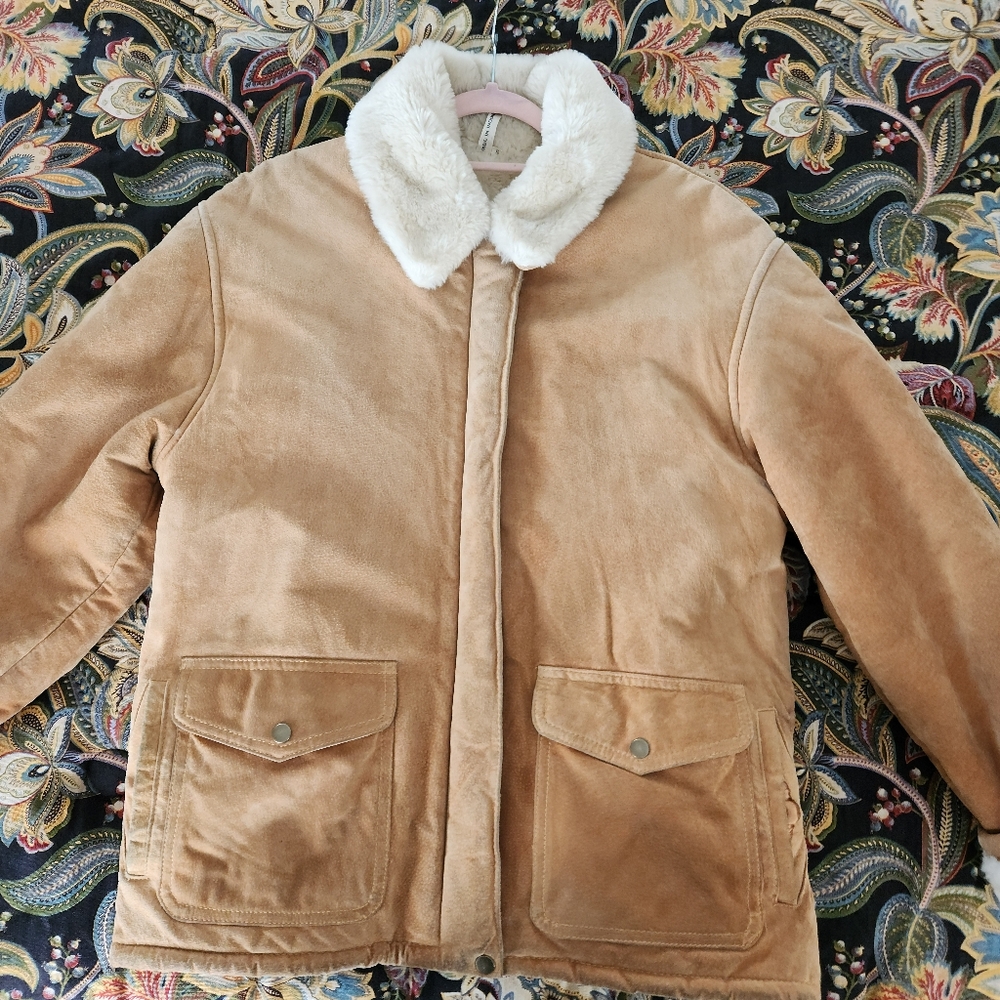 VTG J. Percy Marvin Richards Suede Shearling Fur Jacket Size Small Petite